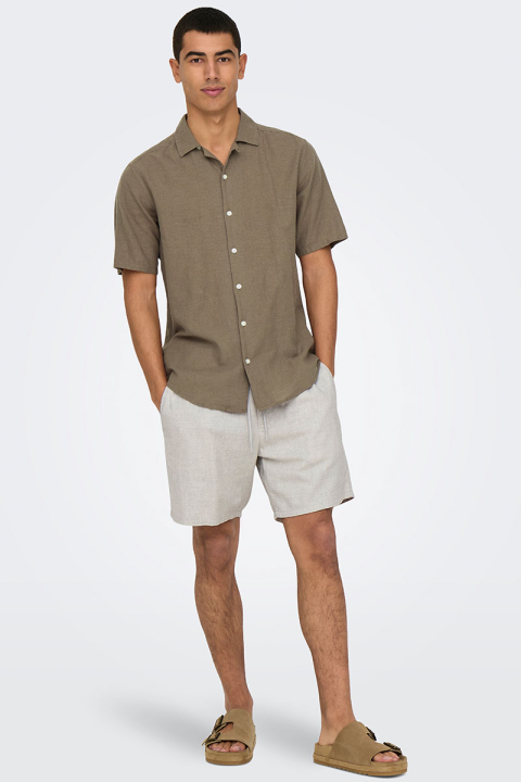 ONLY & SONS Caiden SS Resort Linen Hemd Fossil