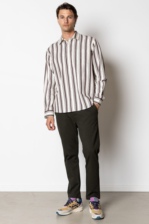 Clean Cut Copenhagen Willum Hemd Ecru/Dark Plum Stripe