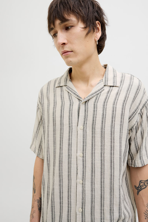 Jack & Jones Enzo Stripe Resort Hemd SS Moonbeam