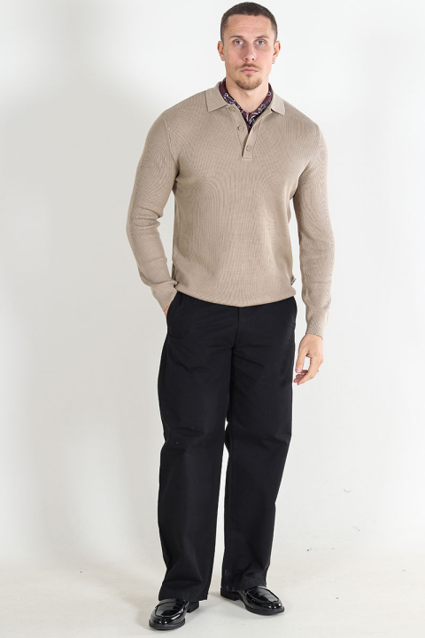 ONLY & SONS Phil Rib LS Polo Knit Chinchilla