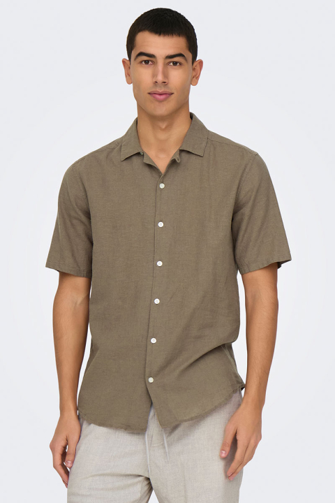 ONLY & SONS Caiden SS Resort Linen Hemd Fossil