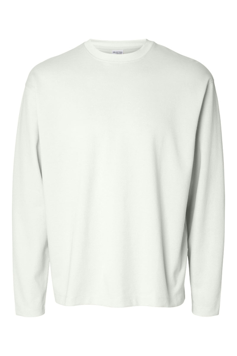 Selected SLHLOOSEOSCAR LS O-NECK TEE NOOS Bright White