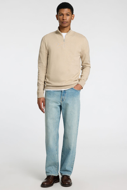 Selected Berg Half Zip Knit Oatmeal