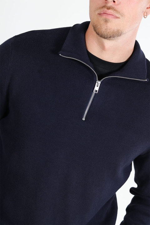 Jack & Jones Milano Stitch Knit Half Zip Night Sky