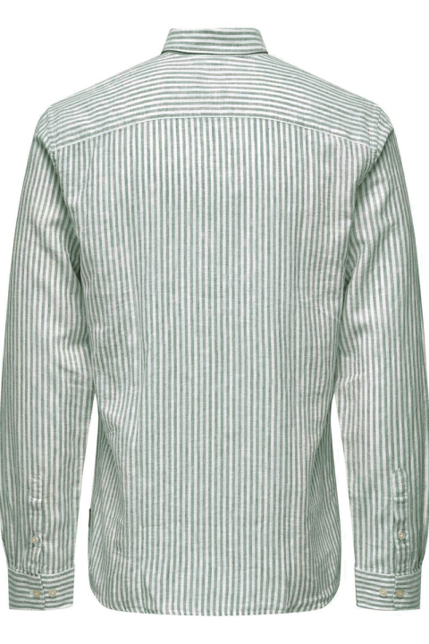 ONLY & SONS Caiden LS Stripe Linen Hemd Sea Spray