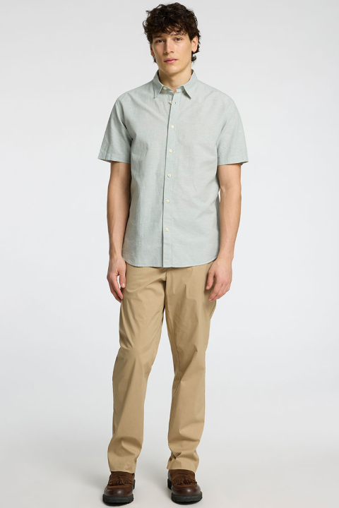 Selected Regular Sun Linen Hemd SS Iceberg Green / White