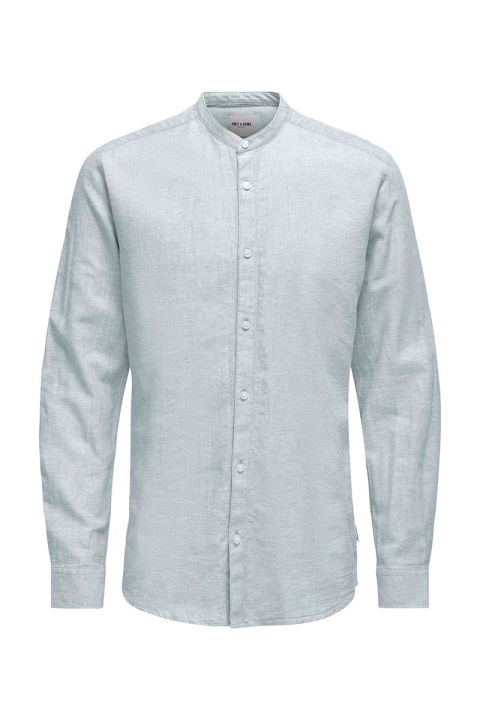 ONLY & SONS Caiden LS Linen Mao Hemd Cashmere Blue