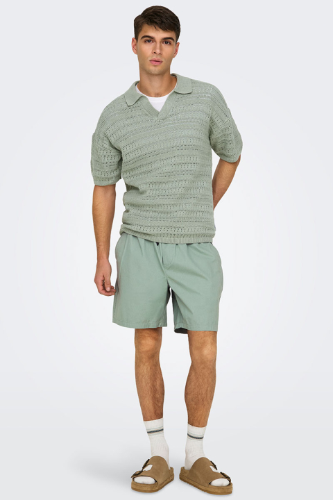 ONLY & SONS Grayson SS Chocket Knit Polo Wrought Iron