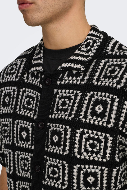 ONLY & SONS Bart Relax SS Knit Hemd Black