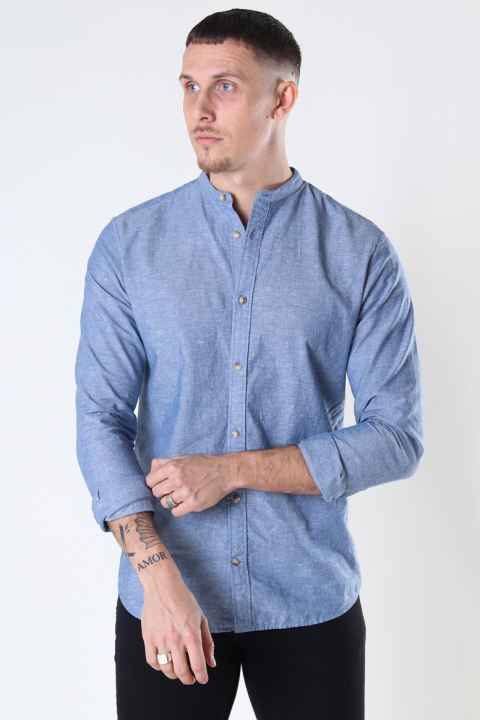 Jack & Jones Summer Band Hemd LS Faded Denim