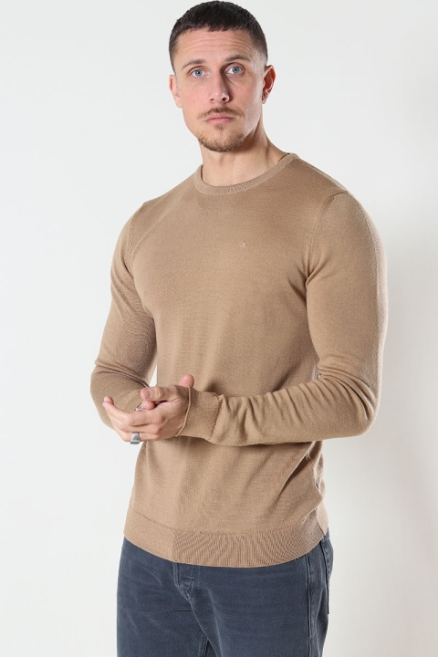 Clean Cut Copenhagen Merino Wool Crew Camel Melange