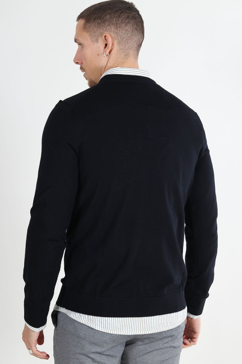 Selected Tray LS Merino Knit Crew Neck Black