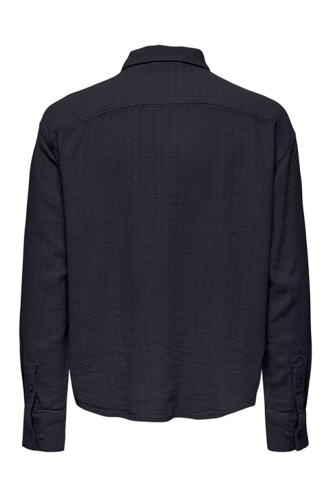 ONLY & SONS Latham LS Linen Structure Hemd Dark Navy