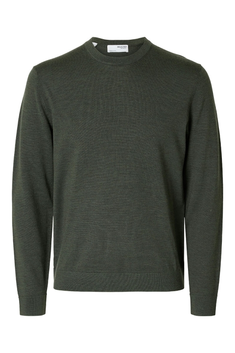 Selected Tray LS Merino Knit Crew Neck Forest Night