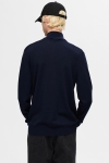 Selected Tray LS Merino Knit Half Zip Navy Blazer