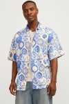 Jack & Jones Noto Linen AOP Hemd SS Dazzling Blue