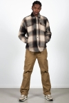 Fat Moose Bryce Cotton Check Overshirt Dark Brown Check