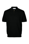 Selected Cran SS Structure Half Zip Knit Polo Black