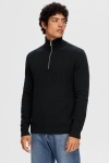 Selected Dane LS Structure Knit Half Zip Black