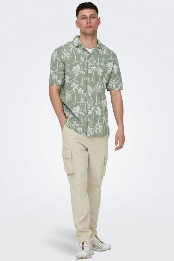 Caiden SS Regular Hawaii Linen Hemd Swamp