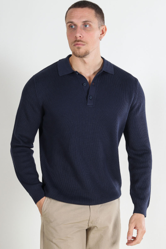 Phil Rib LS Polo Knit Parisian Night