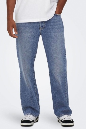 Fade Loose Jeans 6781  Medium Blue Denim