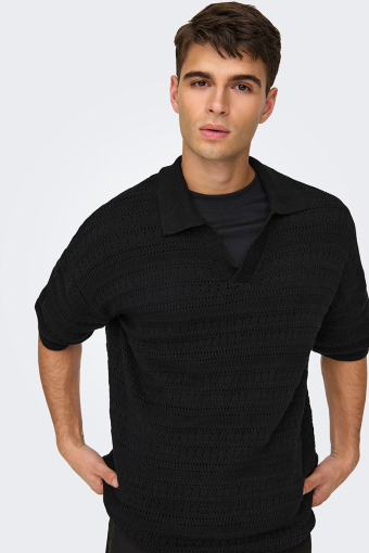 Grayson SS Chocket Knit Polo Black