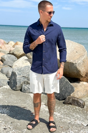 Summer Linen Hemd LS Navy Blazer