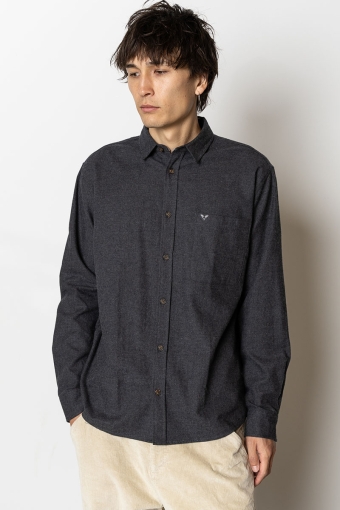 Frank flannel Hemd Dark Grey Melange