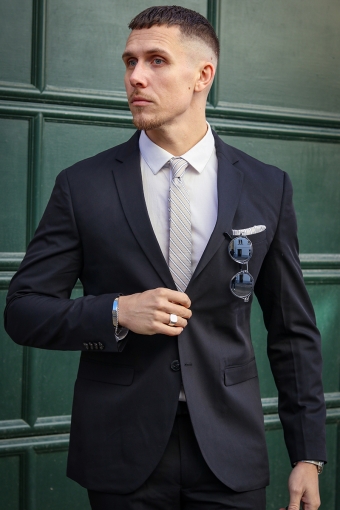 FRANCO ANZUG Black SUPER SLIM FIT