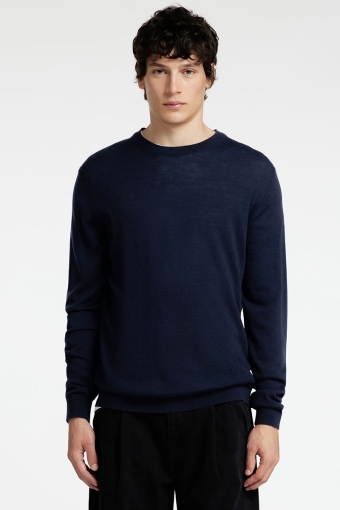 Tray LS Merino Knit Crew Neck Navy Blazer