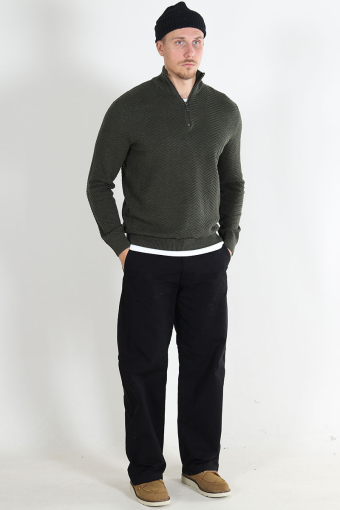 Mace Regular Half Zip Knit Olive Night