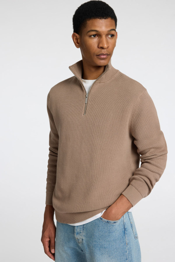 Dane LS Structure Knit Half Zip Greige