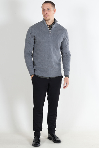 Carlo Cotton half zip knit Lt Grey Mix