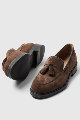 Blake Suede Tassel Loafer Chocolate Brown