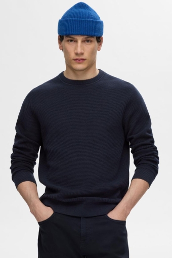 Ross Knit Structure Crew Neck Dark Sapphire