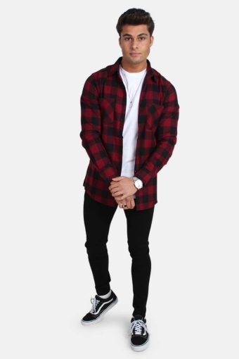 Checked Flanell Hemd Black/Burgundy