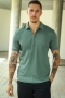 Selected Fave Zip Polo SS Agave Green